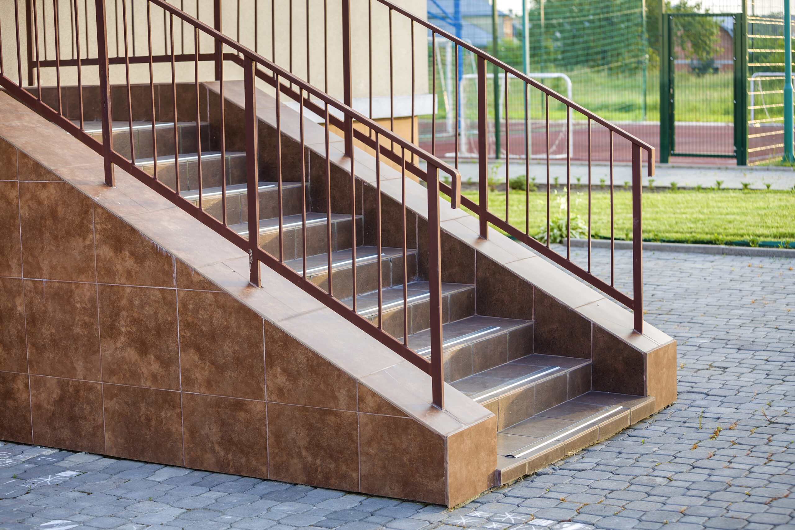 Metal handrails for steps